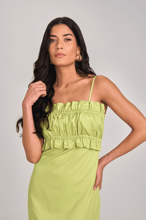 VESTIDO COM DETALHE FRANZIDO