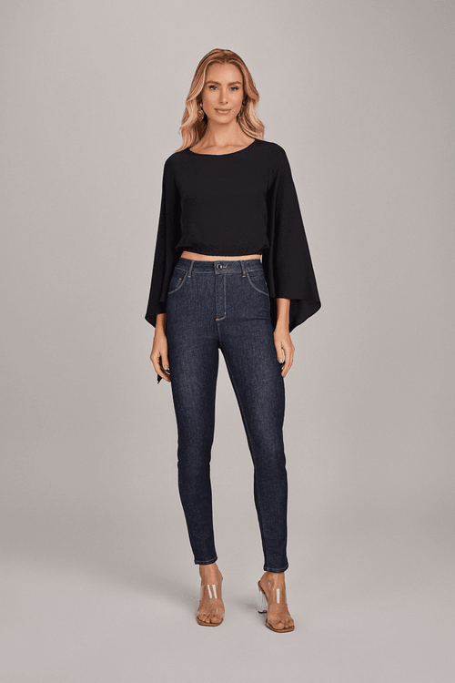 CALÇA JEANS CINTURA ALTA ESCURA