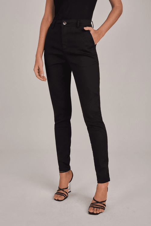CALÇA CINTURA ALTA BLACK BOLSO FACA