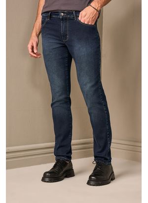 CALÇA JEANS RETA COM BORDADO
