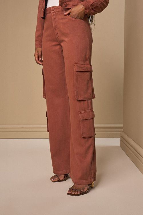 CALÇA SARJA WIDE LEG COLLOR
