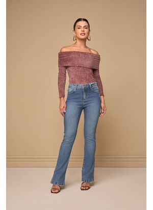 CALÇA JEANS AZUL CLARO SKINNY FLARE MIGNON