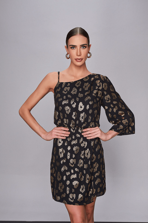 VESTIDO ESTAMPADO COM MANGA 7/8