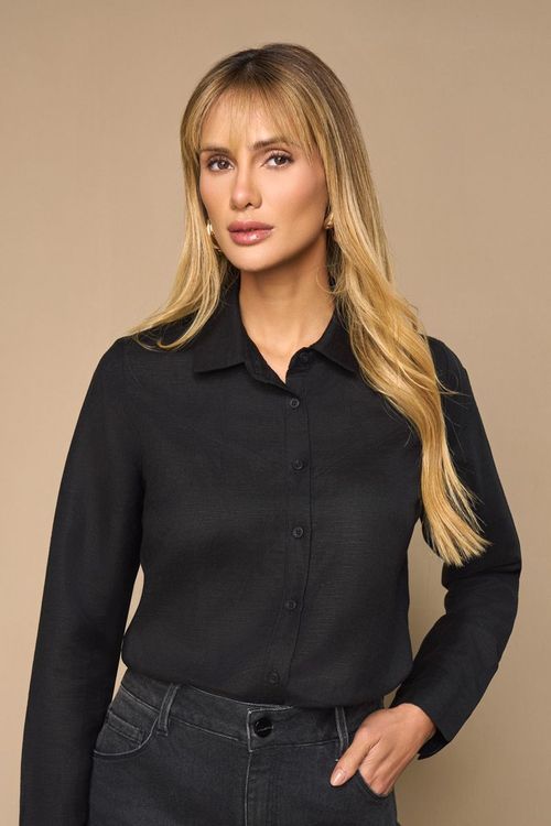 CAMISA DE GOLA COM LAPELA