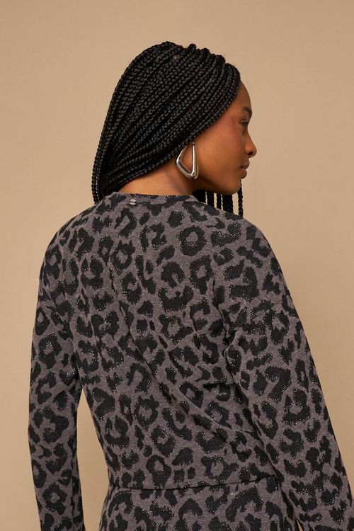 BLUSA TRICOT COM ESTAMPA DE ONÇA