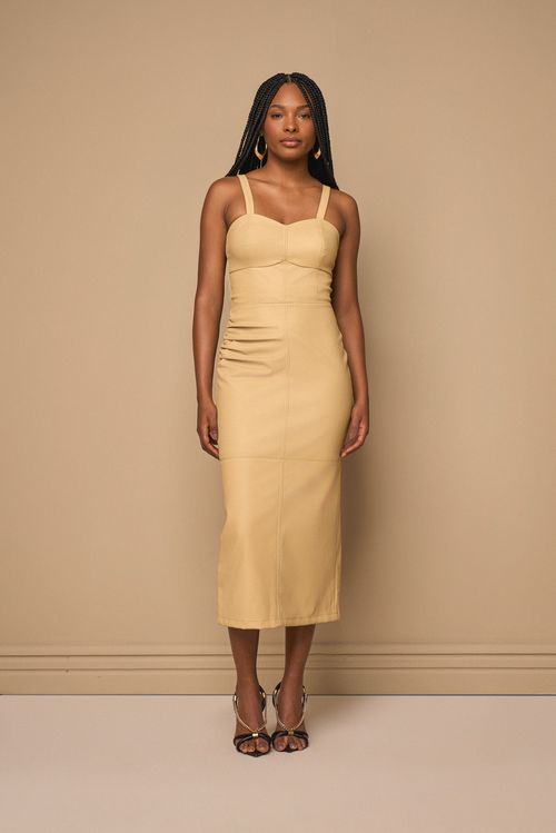 VESTIDO MIDI COM DECOTE PRINCESA