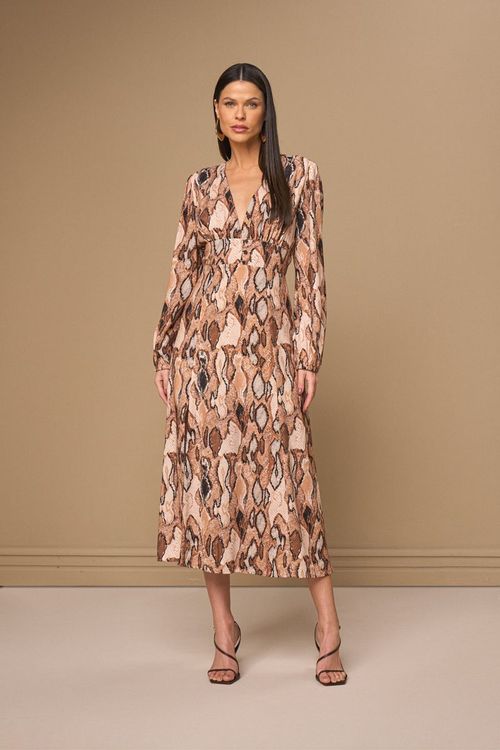VESTIDO LONG MIDI ANIMAL PRINT