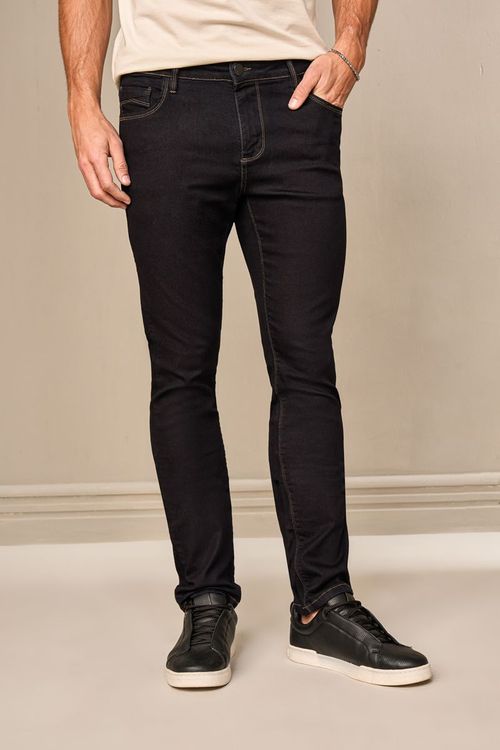 CALÇA JEANS SLIM COM BORDADO