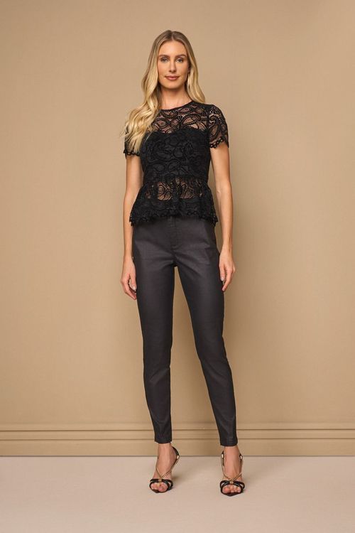 CALÇA JEANS PRETA CINTURA ALTA