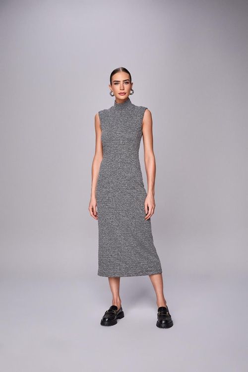 VESTIDO LONG MIDI DE TWEED