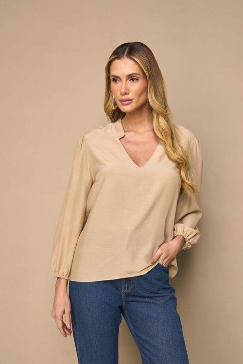 BLUSA COM DECOTE V E MANGA 7/8