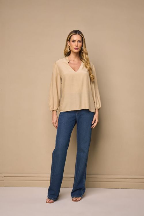 BLUSA COM DECOTE V E MANGA 7/8
