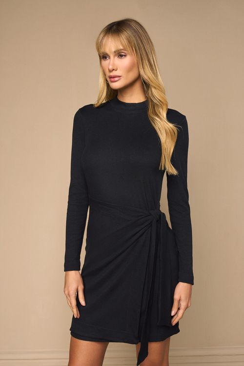 VESTIDO CANELADO COM AMARRAÇÃO