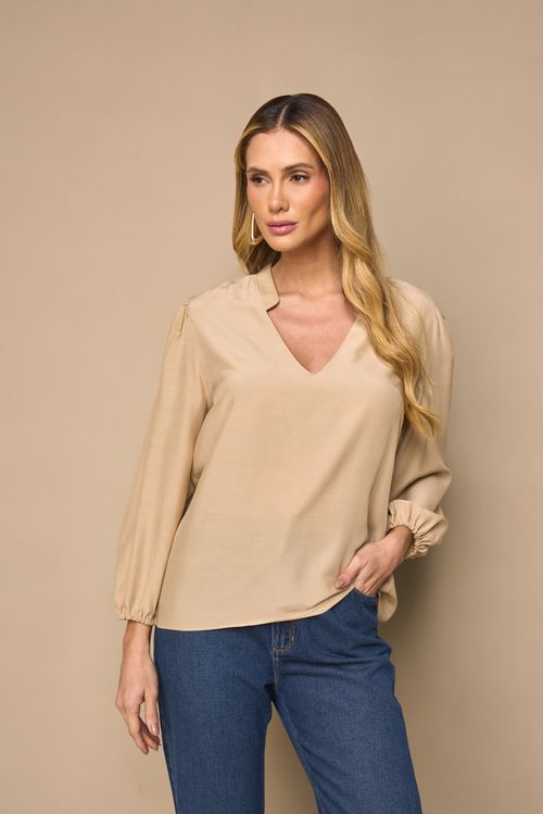 BLUSA COM DECOTE V E MANGA 7/8