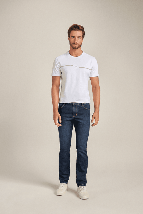 CALÇA JEANS RETA DARK INDIGO