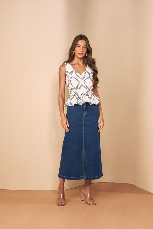 SAIA CINTURA MIDI AZUL JEANS
