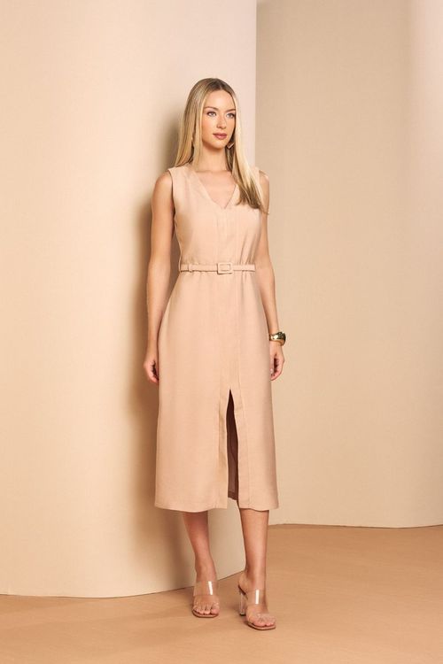 VESTIDO MIDI COM CINTO