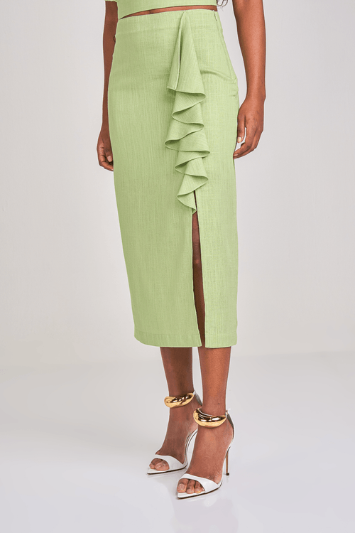 SAIA MIDI COM BABADO CASCATA