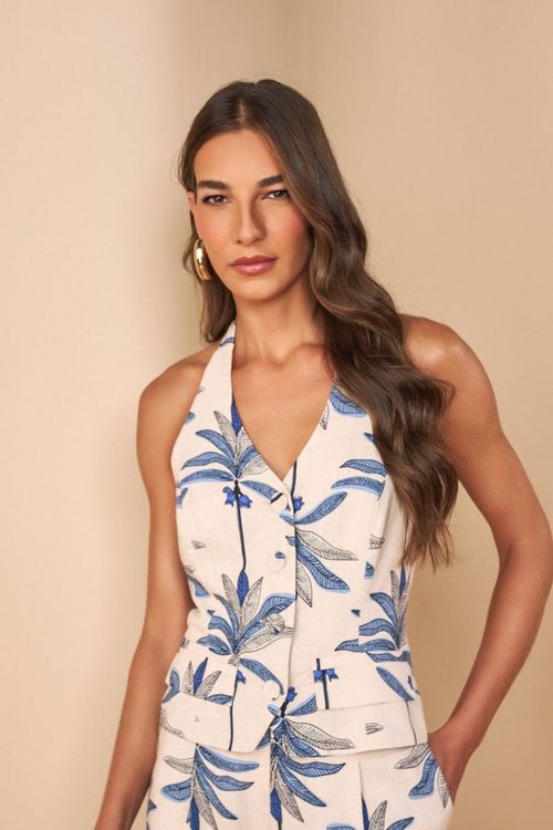 COLETE ALFAIATARIA ESTAMPADO
