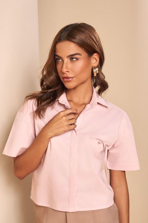 CAMISA MANGA CURTA COM LAÇO