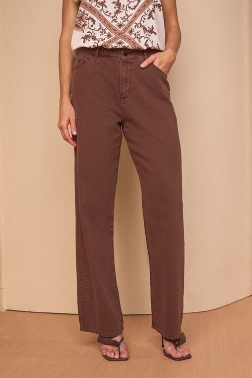 CALÇA WIDE LEG SARJA COLOR