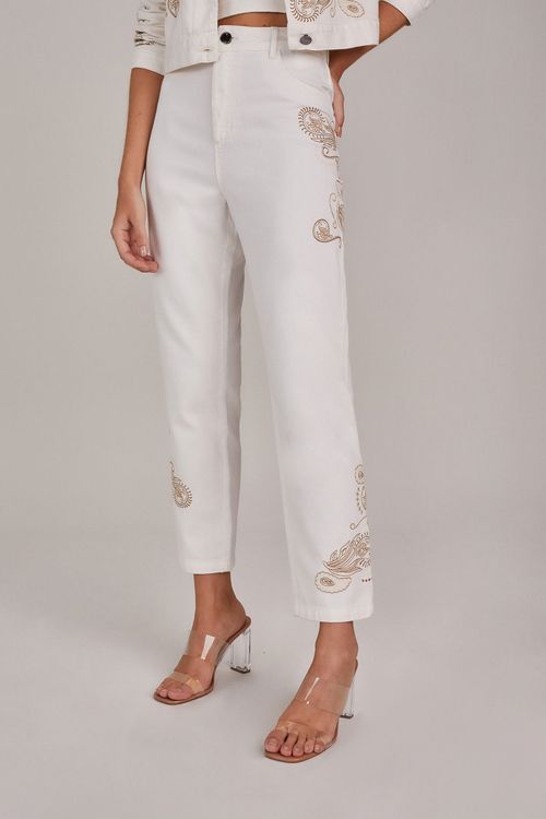 CALÇA COM BORDADO CASHMERE