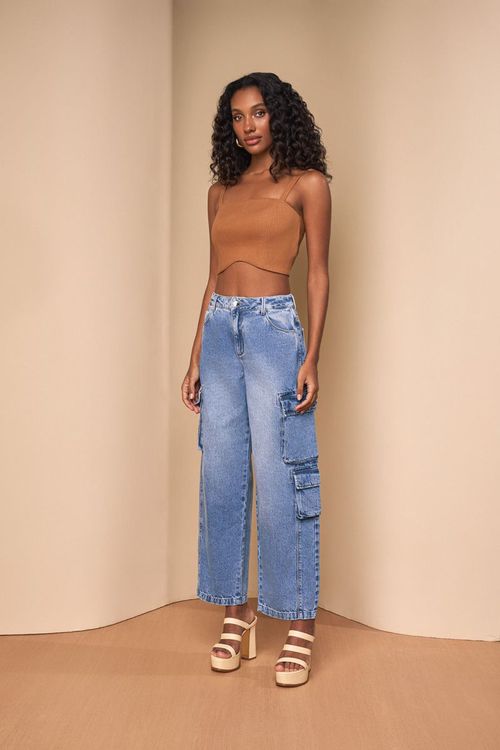 CALÇA JEANS CARGO